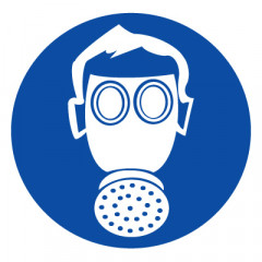 Знак M04 Работать в средствах индивидуальной защиты органов дыхания •ГОСТ 12.4.026-2015• (Пленка 200 х 200)