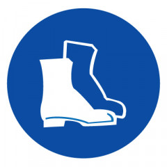 Знак M05 Работать в защитной обуви •ГОСТ 12.4.026-2015• (Пленка 200 х 200)